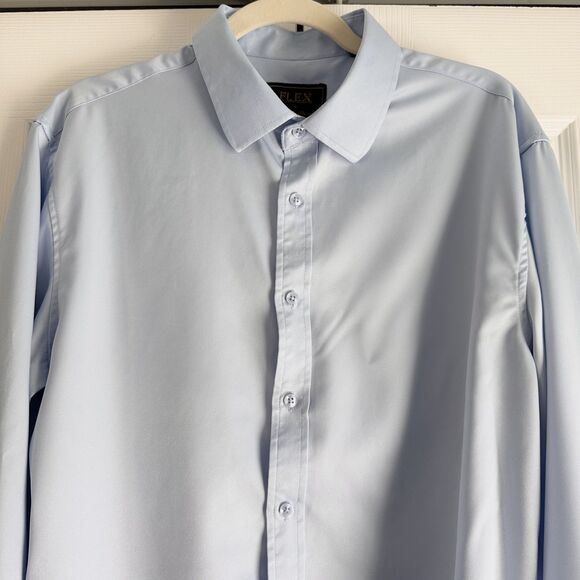 Flex Dress Shirt Mens Size M Light Blue Luxury Collection Designed in Italy - Picture 3 of 8